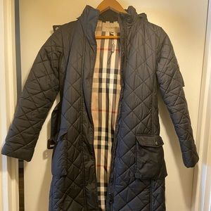 Girls Burberry Quilted Hooded Winter Jacket